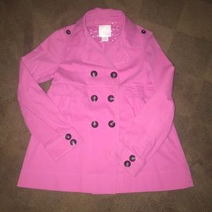 Hot pink double breasted swing jacket